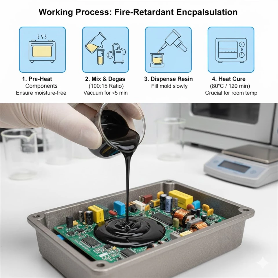 UL 94V-0 Flame Retardant Epoxy Resin for Automotive & Power Potting Applications with IATF 16949–Aligned Process Control
